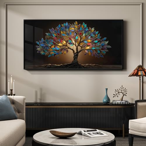 Large Framed Modern Tree of Life Wall Art for Living Room