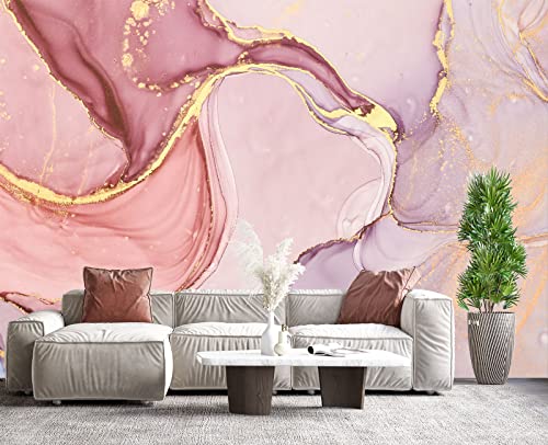 Gilding Marble Pink wall Mural Wallpaper for Bedroom 178" x 117" (144.6 Sq Ft)