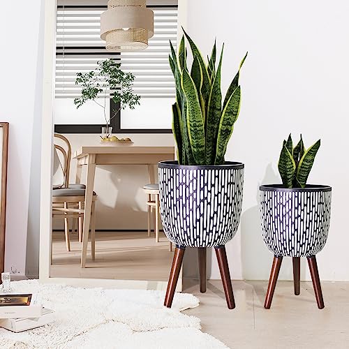 2 Set Plant Pot with Stand 10 & 12 inches with Legs for Indoor Plants (2 Count)