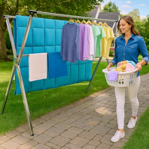 AZK Clothes Drying Rack Extendable Laundry Drying Rack with 20 Hooks