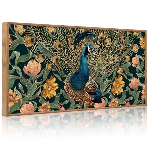 Boho Peacock Framed Canvas Wall Art