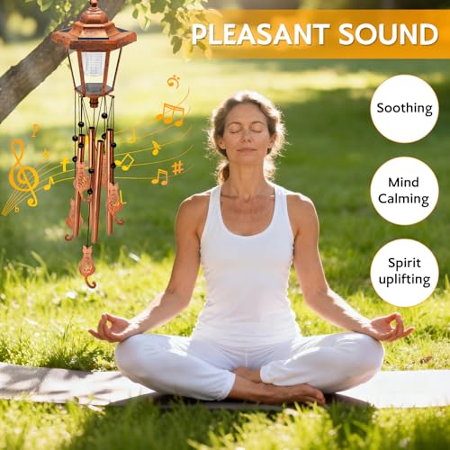 Large Solar Cat Wind Chimes