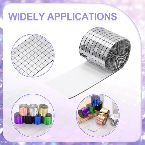 Self Adhesive Glass Mirror Mosaic Tiles 3200 Pcs 5 x 5 mm Disco Tiles for Craft Decoration Glass Mirror Disco Ball Silver 2 Pcs (2 Count)