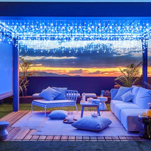 Blue and White Christmas Lights Outdoor Icicle Lights for Outside 33ft 400L