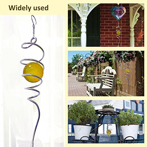 Gazing Ball Spiral Wind Spinner Tail Sun Catcher 11inch Tail and 2 inch Glass Orb.Decorative Wind Spinner Stabilizer Indoor Outdoor Garden Decoration