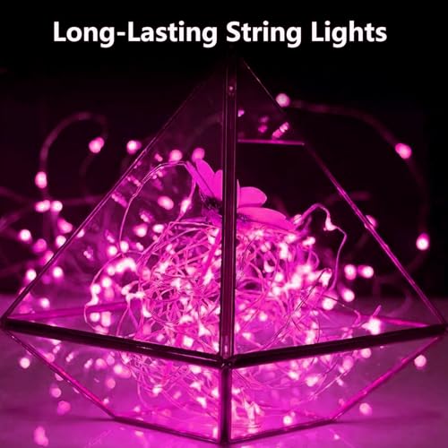 4 Pack Fairy Lights Battery Operated with Timer Valentines Day Lights Pink (4 Count)