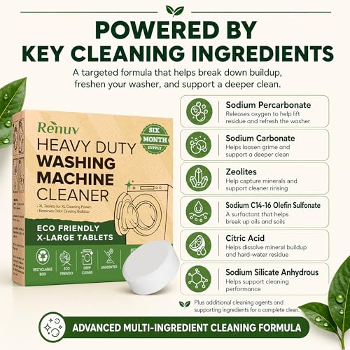 Heavy Duty Washing Machine Cleaner & Descaler & Deodorizer Tablets (6 Count)
