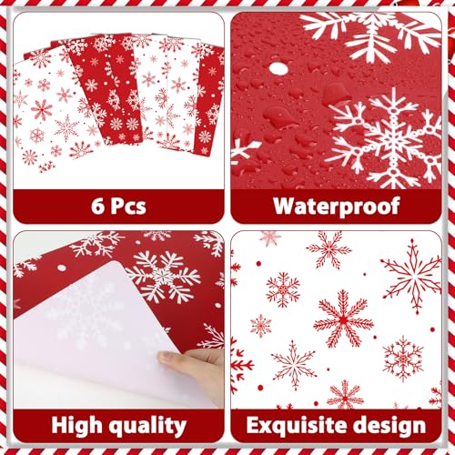 Christmas Placemats Set of 6 Snowflake Plastic Table Mat 17×13×0.04in (6 Count)