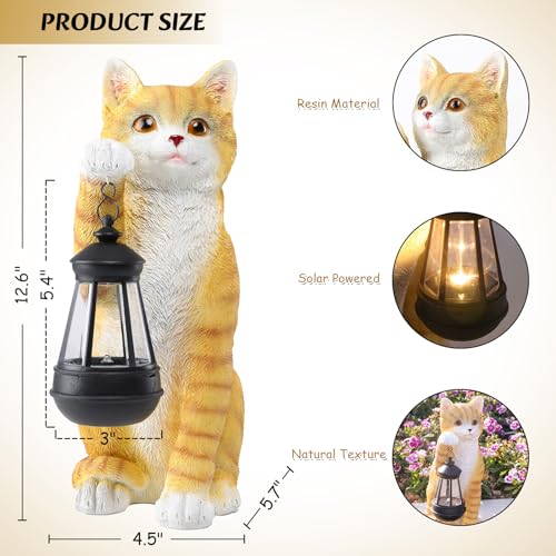 Solar Cat Garden Statue