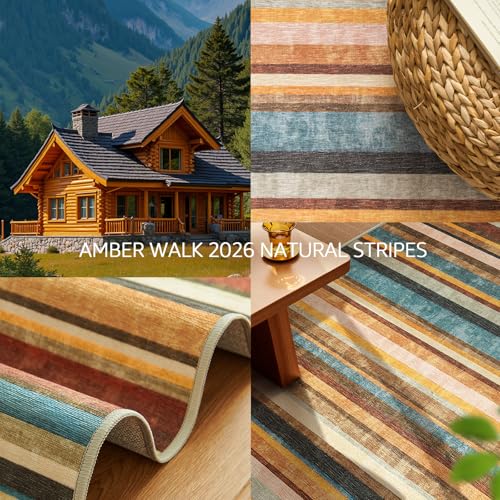 5x7 Area Rug Modern Striped Rug Washable Living Room Rug (35 Sq Ft)