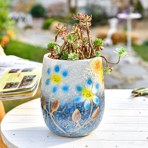 10.6 Inch Hand Painted Ceramic Succulent Plant Pot