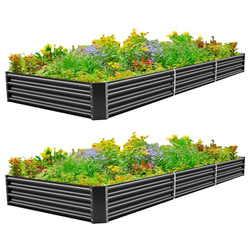 12×4×1ft Galvanized Raised Garden Bed Kit for Vegetables 2 Pack (2 Count)