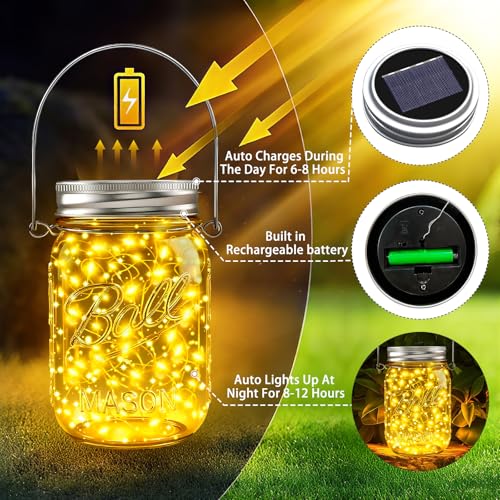 Mason Jar Solar Lights for Outside (12 Count)
