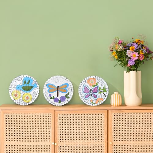 3 Pack Cement Stepping Stones Outdoor 10 Inch Round Garden Stepping Stones (3 Count)