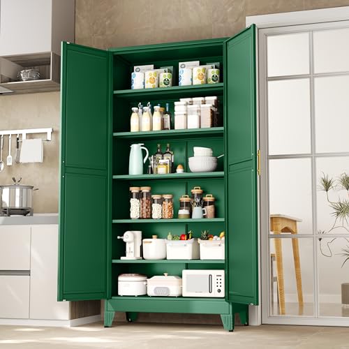 Kitchen Pantry Storage Cabinet with Doors and Adjustable Shelves