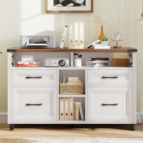 Farmhouse Filing Cabinet with Adjustable Shelf & Wheels