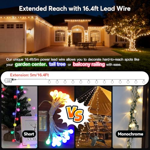 65.6ft Globe String Lights with Remote for Indoor Bedroom Warm White (65.6 Foot)