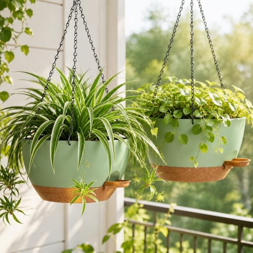 12" Self Watering Hanging Planters with Chains (2 Count)