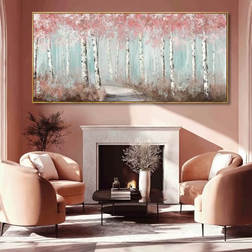 Large Pink Birch Tree forest Wall Art