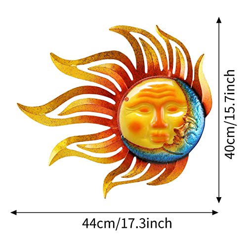Metal Sun Wall Decor Outdoor Garden Fence Art Moon Wall Art