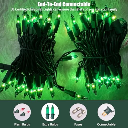 Green String Lights 100 Count Mini St. Patrick's Day Decorations Lights with Green Wire for Outdoor Christmas Decorations Indoor Decor