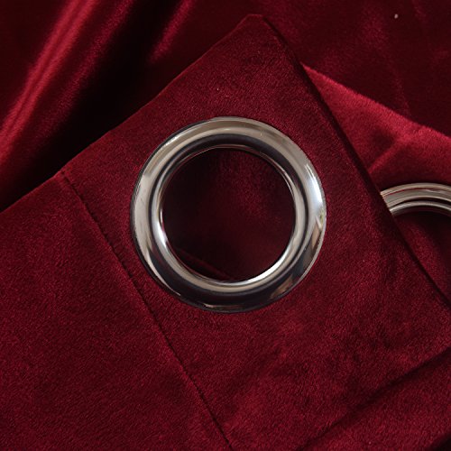 Set of 2 Heavy Velvet Flannel Blackout Window Curtains Drapes with Top Grommet Draperies Eyelet 52 Inches Wide by 120 Inches Long