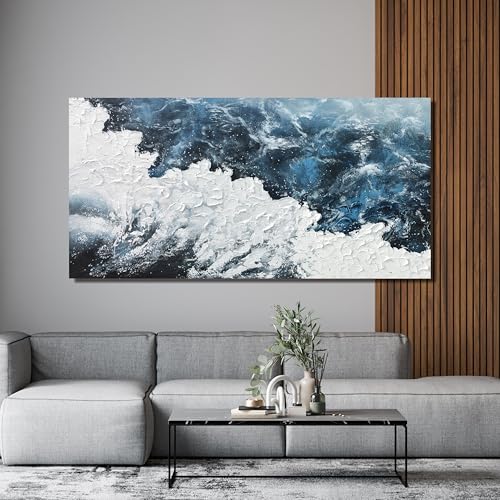 Blue White Wall Art Abstract Canvas Wall Pictures for Living Room 20"x40"