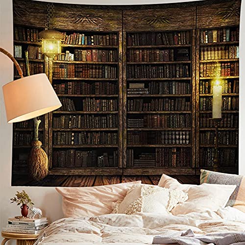 Vintage Bookshelf Tapestry Wall Hanging