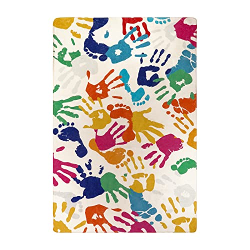 Handprints and Footprints Kids Rug Play Carpet