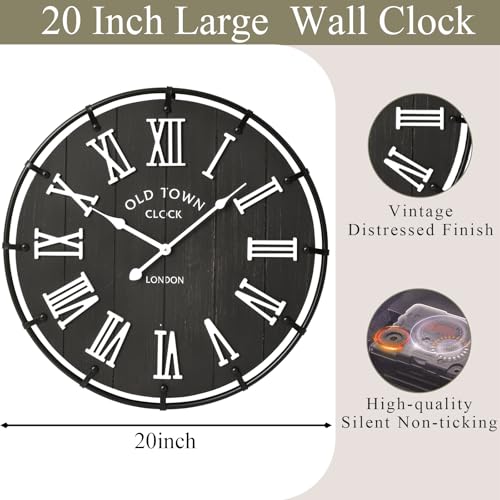 20 Inch Large Farmhouse Wall Clock