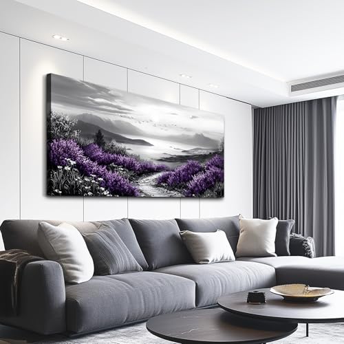 Large Canvas Wall Artwork Home Decoration Painting Black And White Landscape Modern Print Painting Living Room Decor And Bedroom Office Wall Decoration Natural Scenery Mural 24 X 48 Inches