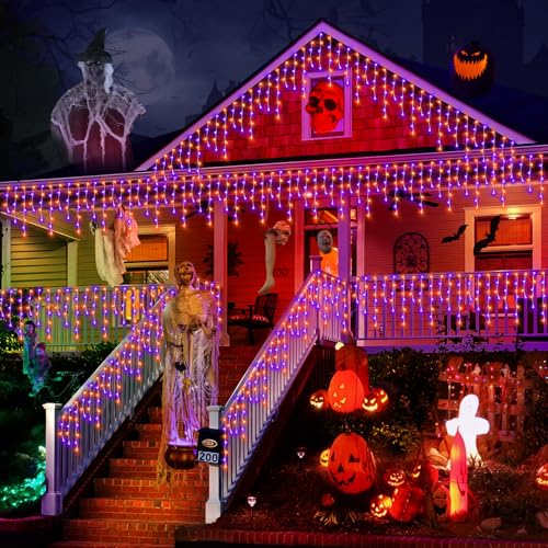 99FT 1216 LED Orange Purple Halloween Lights Decortation