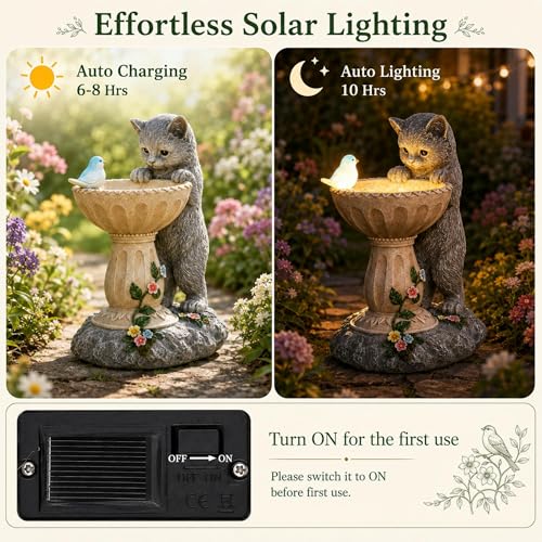 Solar Cat Statues for Garden Decor