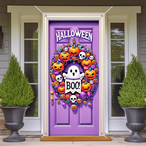 Halloween Door Cover Ghost Boo 12x47 Inch Polyester