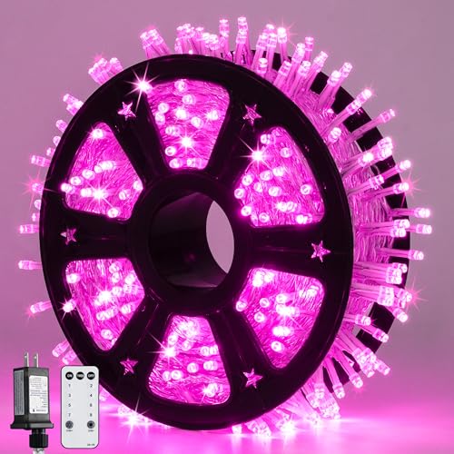 600 LED Pink Christmas String Lights Indoor Outdoor Plug in (168 Foot)