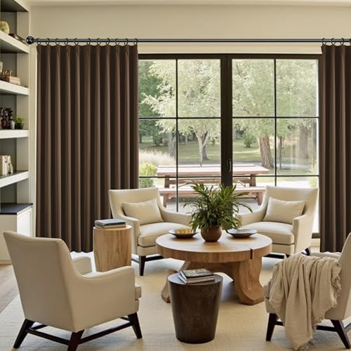 Dark Brown Pinch Pleated Curtains 102 Inches Long (2 Count)