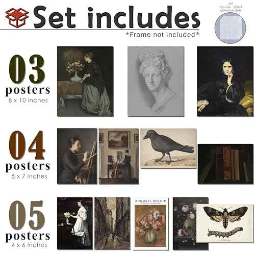 12PCS Unframed Dark Academia Moody Gothic Art (12 Count)