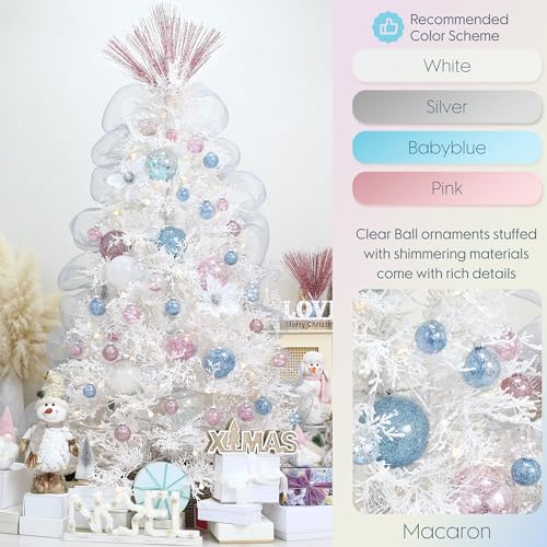 20 Pack Clear Christmas Ball Ornaments with Fillers (20 Count)