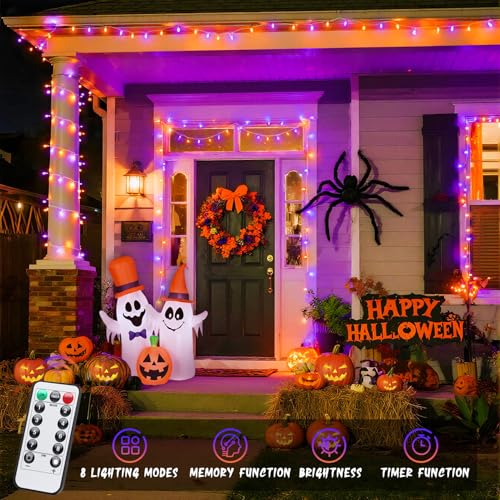 2 Pack Orange Purple Battery Operated Halloween Lights (100 Count)