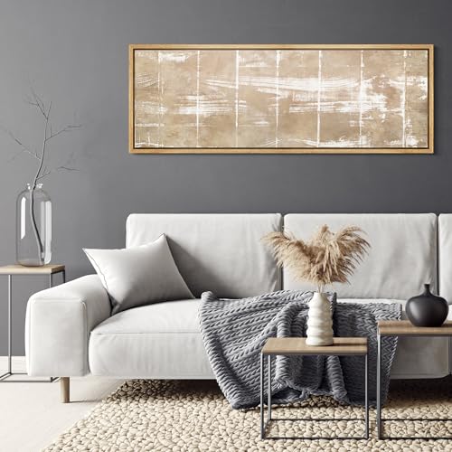Large Framed Canvas Print Wall Art Beige White Abstract Antique Retro Fine Art Illustrations Decorative Colorful for Bedroom