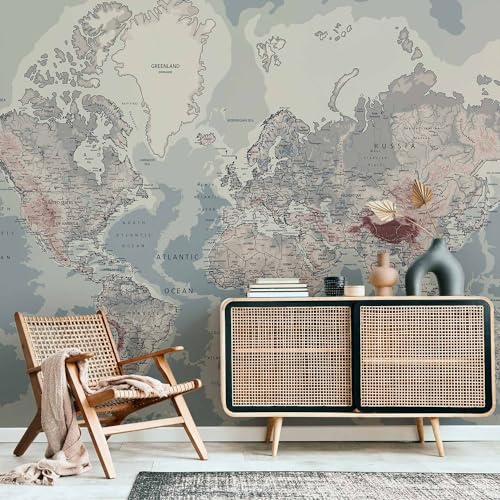Wall Mural World Map 79x55 in (30.13 Sq Ft)