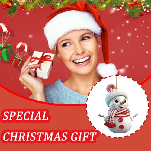Funny White Snowman Christmas Tree Hanging Ornaments 5 Pcs