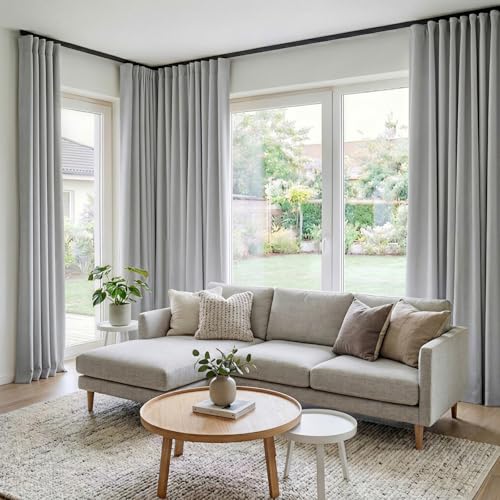 Room Divider Curtains Blackout Floor to Ceiling Curtain with Hook Wall Mount Sliding Door Curtains Ceiling Mount Extra Wide Curtain Wall Divider for Room Separation
