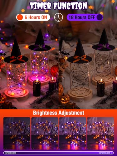 4 Pack Halloween Fairy Lights Battery Operated Timer (4 Count)