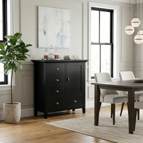Redmond 39" Wide Solid Wood Storage Cabinet in Black
