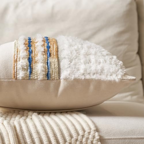 Boho Chenille Tufted Throw Pillow Covers 18x18 Inch Set of 2 (2 Count)