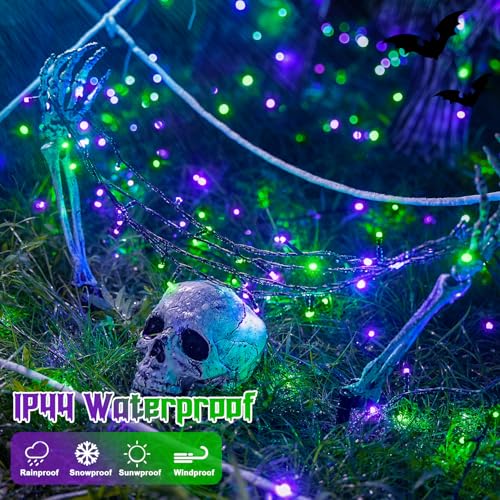 66ft 200 LED Purple and Green Halloween Lights Plug in (66 Foot)