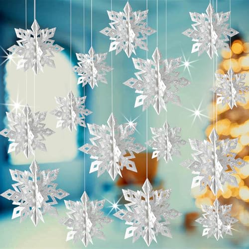 Christmas Hanging Snowflakes Decorations (15 Count)