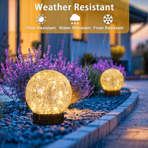 4 Packs Solar Globe Lights Outdoor USB Charged Garden Decor 3.94" Diameter 30LED 1000mAh Solar Globe Lights for Outdoor Indoor Mothers Day Gifts Holiday Decor (4 Count)