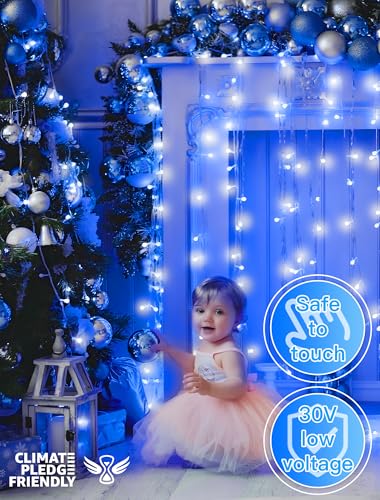 33FT 100 LED Blue Christmas Twinkle String Lights Indoor Outdoor (33 Foot)